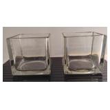 Pair of Glass Square Vases