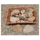 Basket of Sea Shells and Rocks