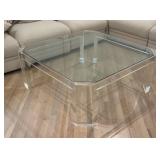 Lucite & Glass Coffee Table 42x42x16.25 inches