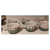 6 Stoneware Pottery Bowls -2 have handles repaired