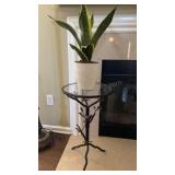 Metal Side Table Glass Top 24 inches tall