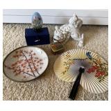 Hand painted Porcelain Bowl, fan & more