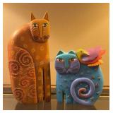 Pair of Laurel Burch Cats Both Signed