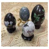 Group of Cloisonne & Marble Eggs