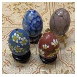 Group of Cloisonne & Marble Eggs