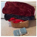 Basket of Blankets & Heating Pad