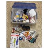 Shoebox of Sewing Notions & Scissors