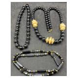 Black & Gold Tone Beaded Necklaces