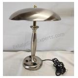 Chrome table top lamp with plug in on base