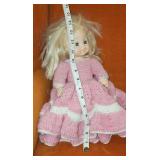 Vintage sip and go doll in Pink handmade dress.