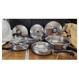 4 stainless steel Pans and Utensils