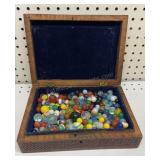 Wood Box of Marbles
