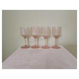 Pink Depression Glass Wine Glasses Set of 4