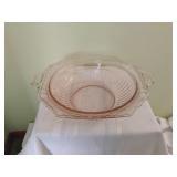 Pink Depression Glass Handled Bowl
