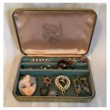 Jewelry Box With Assorted Brooches