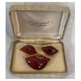 Amber Earrings & Pin Set