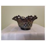 Fenton Carnival Glass Basket Weave Bowl