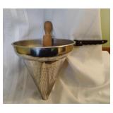 Vintage Cone Strainer with Wooden Pestle