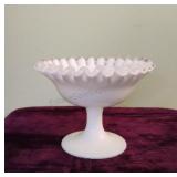 Fenton Silver Crest Milk Glass Compote