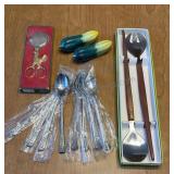 Vintage Salad Spoons, Egg Cutter, Shakers &