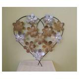 Heart Shaped Floral Metal Wall Art 16x16
