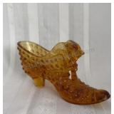 Fenton Amber Glass Shoe