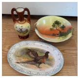 Porcelain Vase, Bowl & Platter