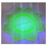 Westmoreland Lotus leaf Uranium Glass Plate