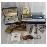 Cuff Links, Cross Pen Set & Masonic Pocket Knife