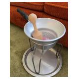 Vintage Aluminum Cone Strainer w Wooden Pestle