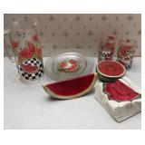 Plastic Watermelon Plates, Cups, Pitcher & more