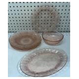 Depression Glass Plates, Bowl & Platter