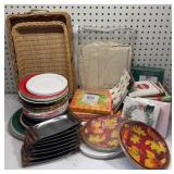 Snack Plates, Napkins & Wicker Baskets