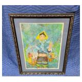 Framed Limited Litho G. Portoles 22.5x28.5 Flower