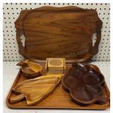 Wood Trays , Bowl & Coaster Set