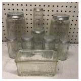 Antique Glass Salt Cellar & Canisters