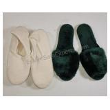 2 pair SlippersWhite Isotoner, Green Tender