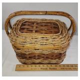 Vintage Bamboo Basket. Great for picnics, yarn,