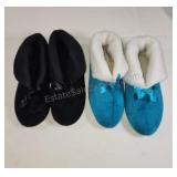2 Pair Soft SlippersSize 6.5-7.5Black & Teal