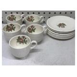 Wedgwood Moss Rose Demitasse Cups & Saucers