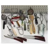 Vintage Kitchen Utensils & Set of Steak Knives