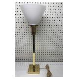 Brass Table Lamp W/ Milk Glass Shade 23 inches
