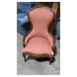 Carved Walnut Upholstered Parlor Chair