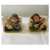 Two Hummel planters boy & girl