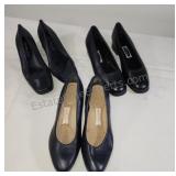 3 pairs 7 1/2 size navy blue dress shoes
