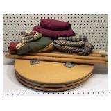 3 Decorator Tables W/ Glass Tops & Table Covers