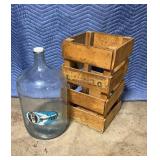 5 Gallon Water Jug & Wood Crate