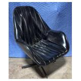 MCM Black Swivel Lounge Chair Faux Leather