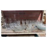 Shelf lot of Clear Glass