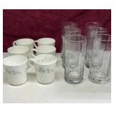 Set of Glasses & Corningware Ivy Mugs